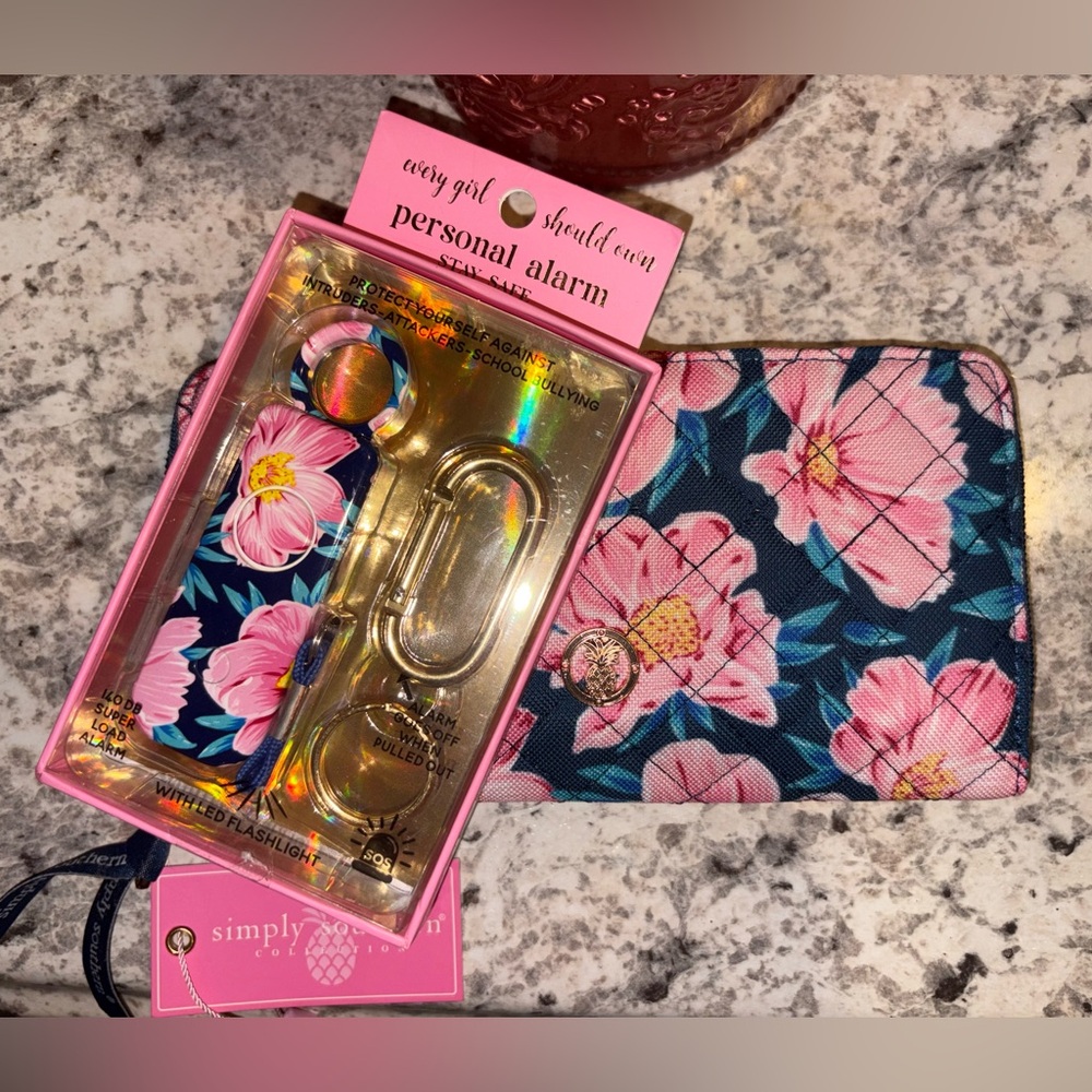 Simply Southern Pink Bloom bundle with wallet & safety keychain